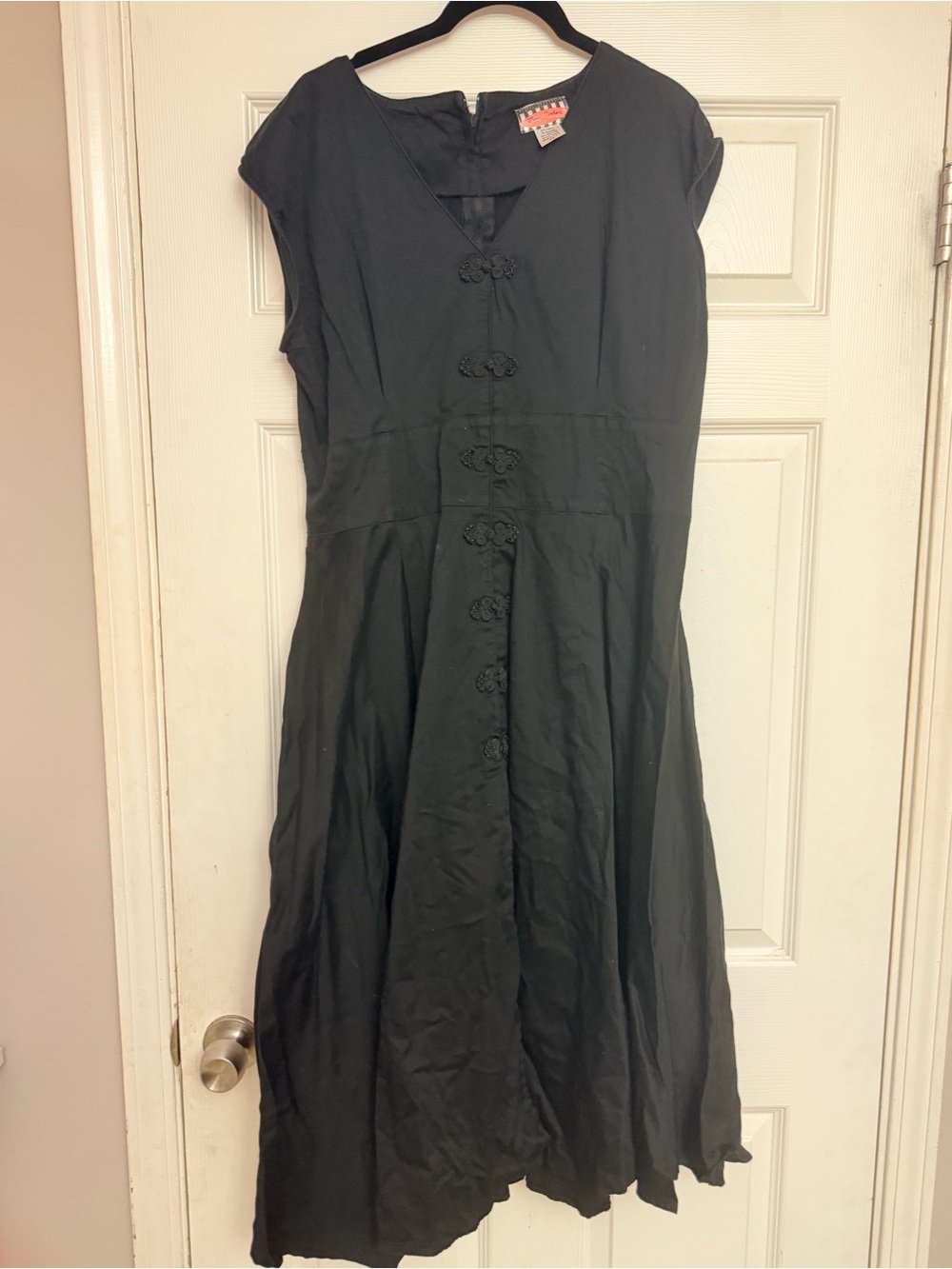 Pinup Couture Black Button-Front Midi Dress